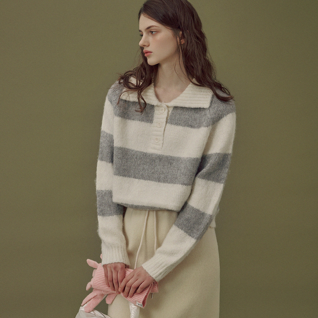Jude One-Shoulder Stripe Knit (with Tie Set) | ファッション