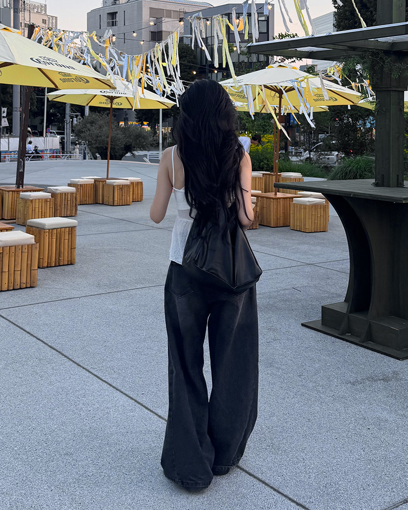 NOREMID ブラック デニム ワイドパンツ ブラックワイドデニム