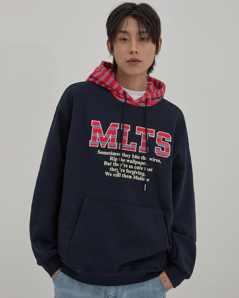 [K-POPアイドル着用] MLTS Stripe Hoody NAVY