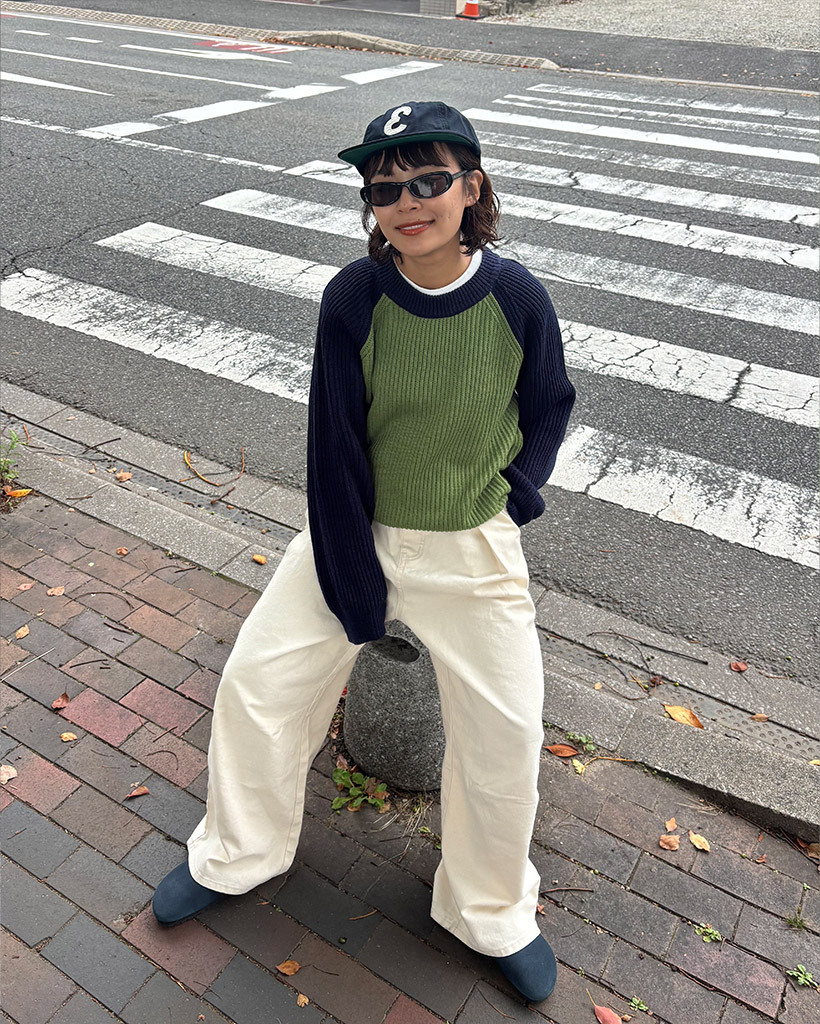 リブバイカラースウェット