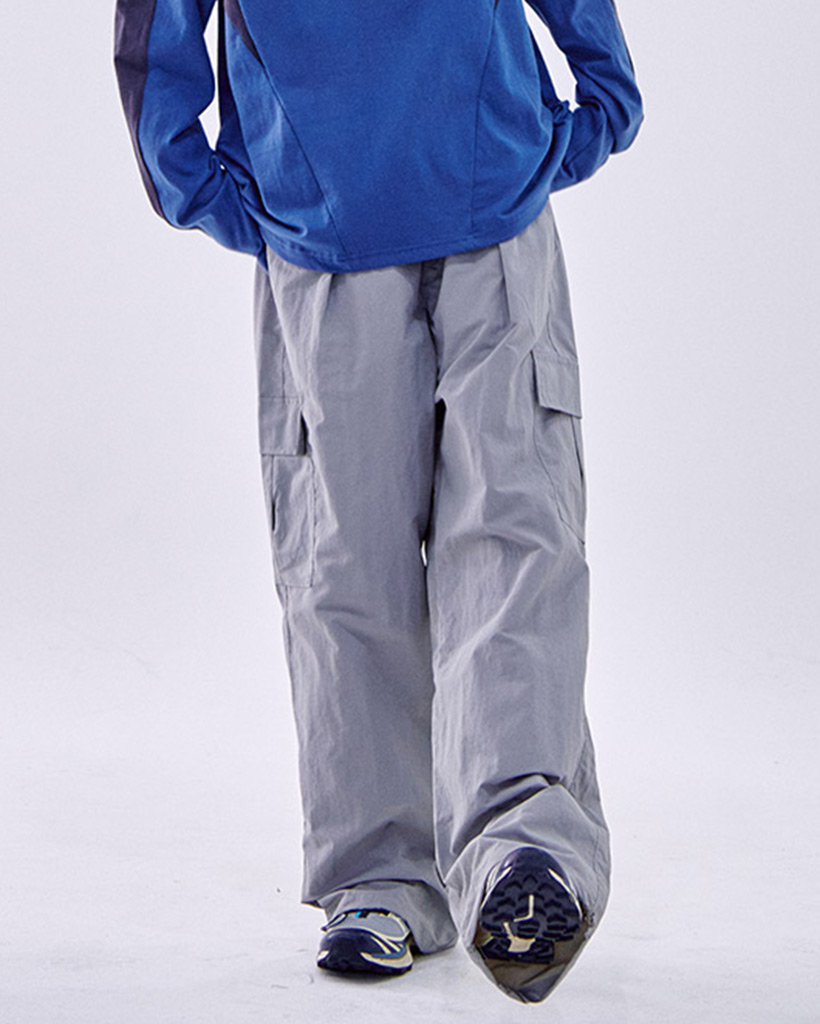 ポケットカーゴナイロンツーウェイストリングバンディングパンツ [グレー]