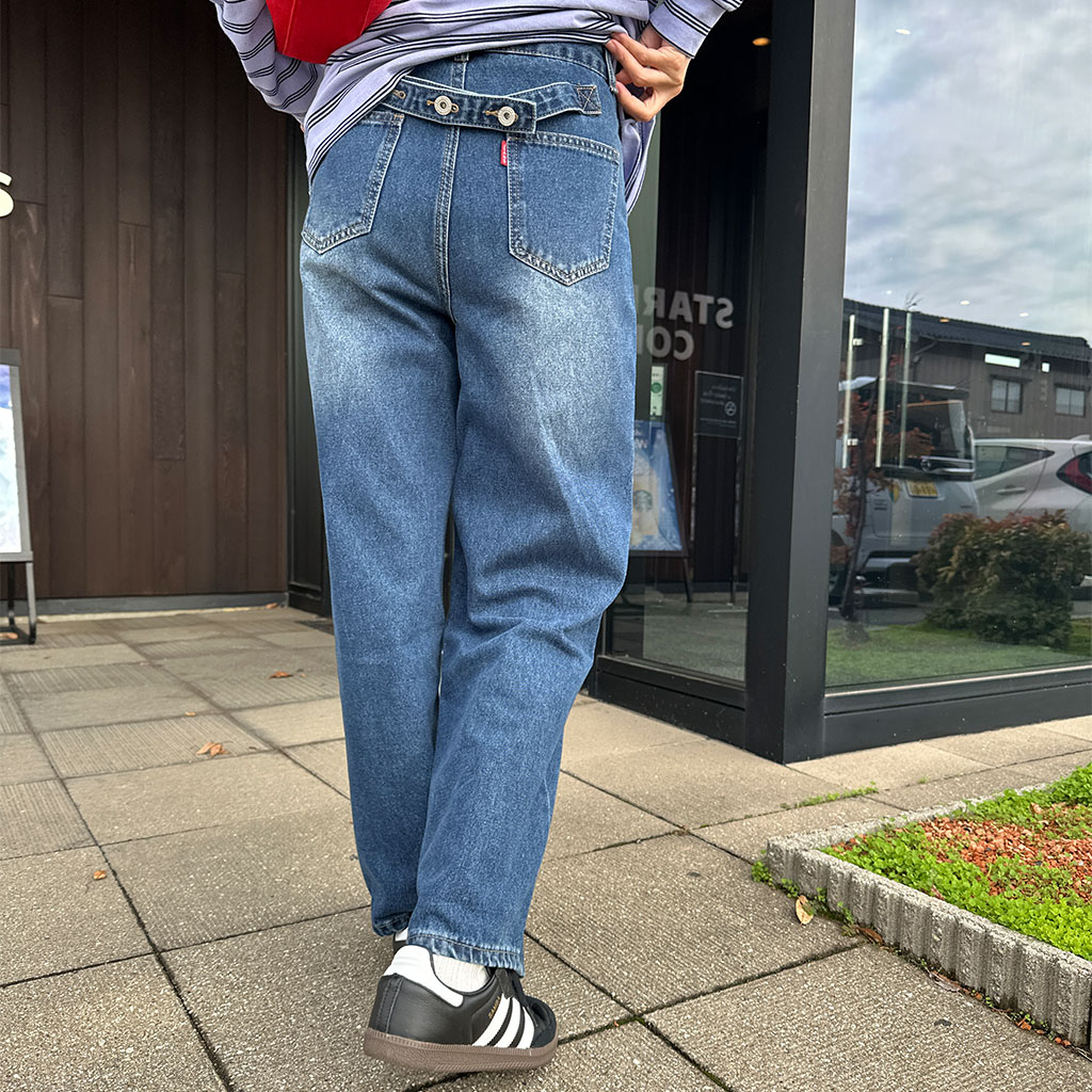 バック ボタン ワイド デニム パンツ バックボタンデニムワイドパンツ | ファッション通販サイト NUGU