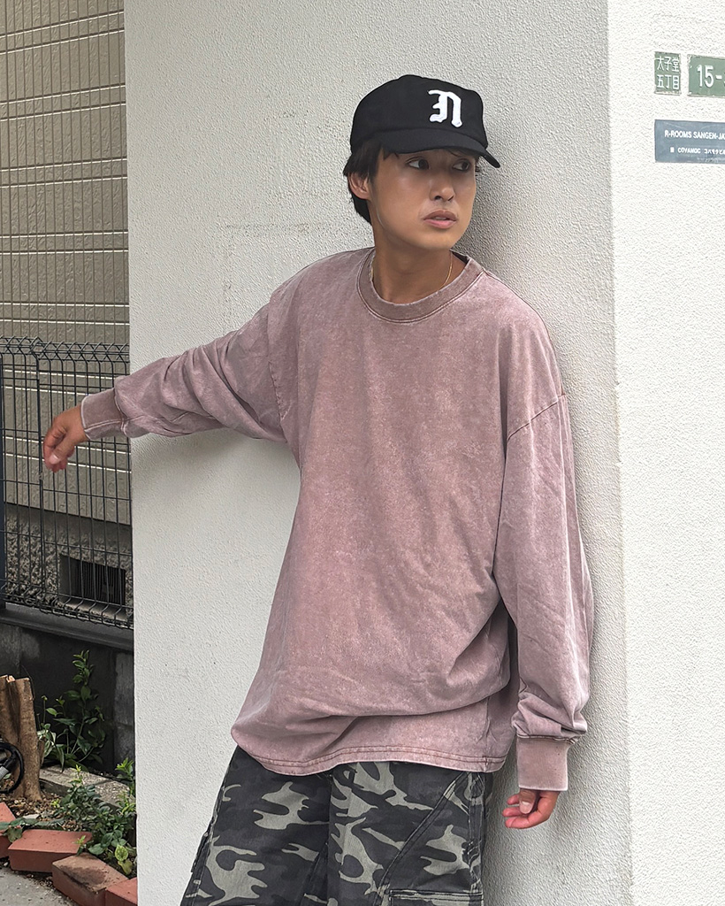 お値下げ jonnlynx ブラウン 長袖Tシャツ ラウンドネックウォッシュド長袖Tシャツ | ファッション通販
