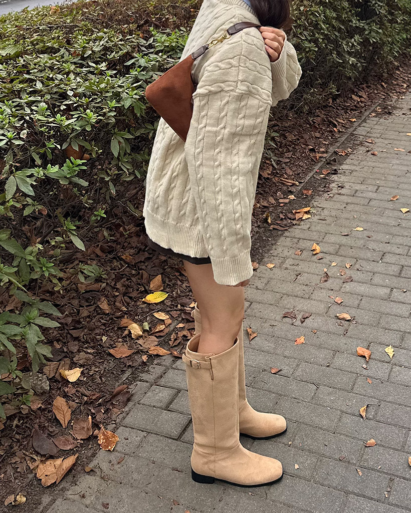 ベルトポイントスエードロングブーツ | ファッション通販サイト NUGU