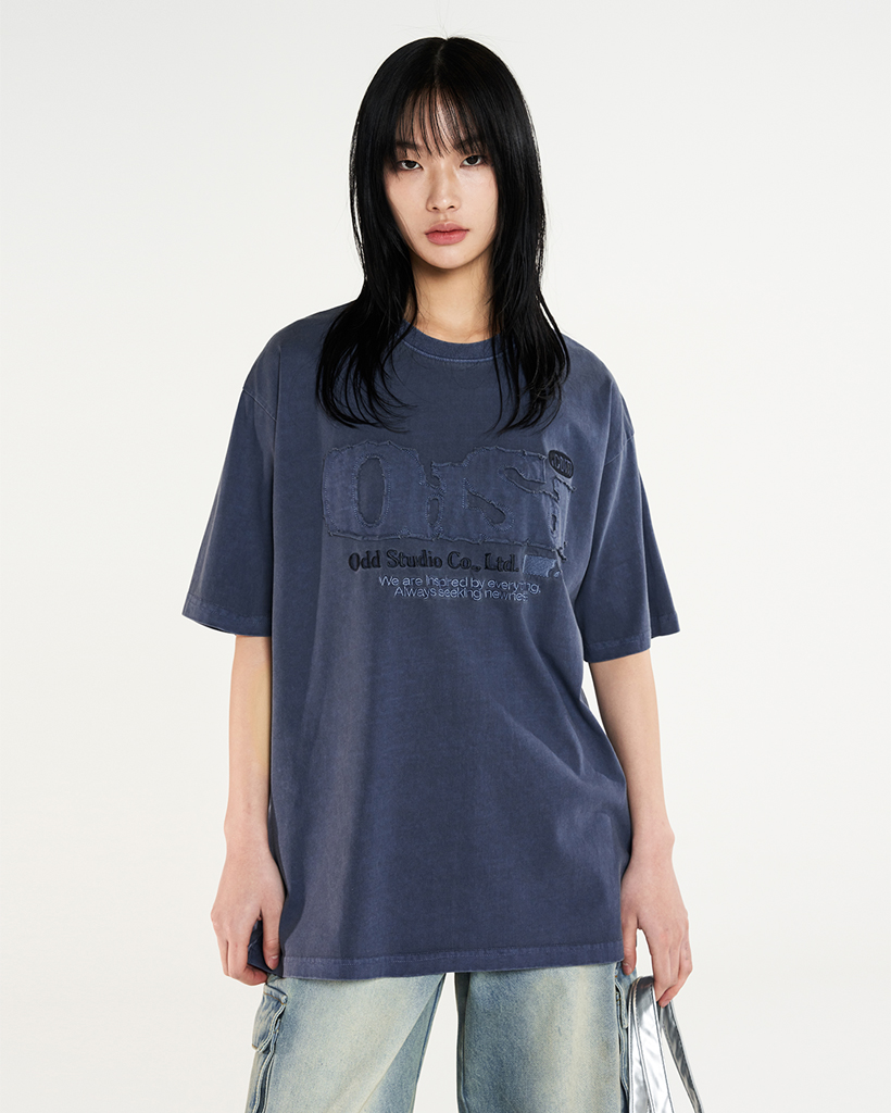トップス GOA damage design tee Influencer pick] ODSD Pigment Damage T-shirt - LIGHT PINK