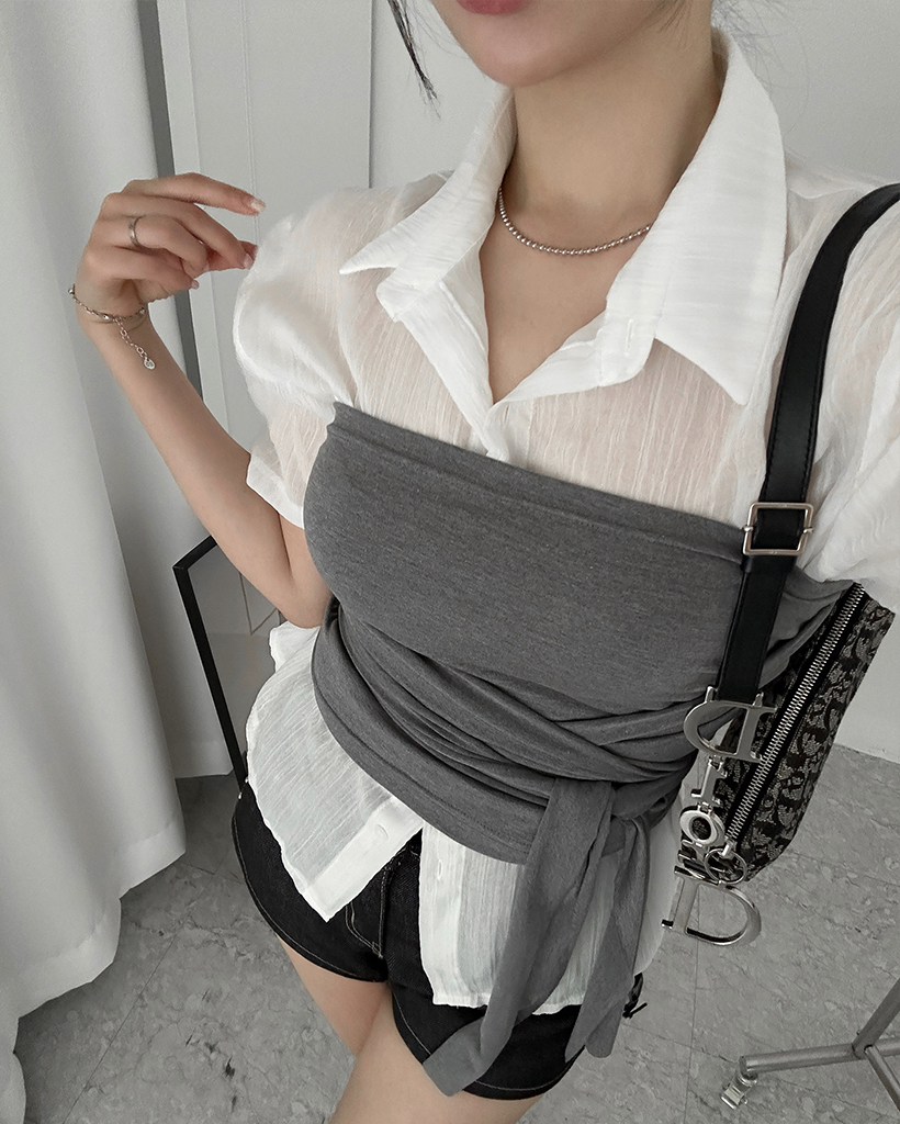 SATUR ビスチェ タンクトップ サマースパンビスチェラップタンクトップ | ファッション通販サイト NUGU