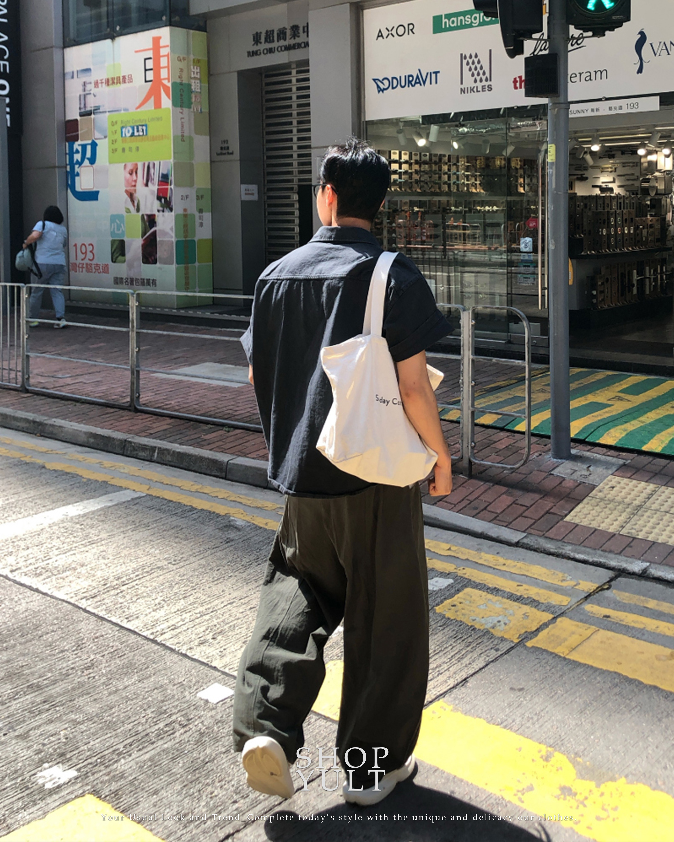 (4color)1タックリネンウエストゴムパンツ