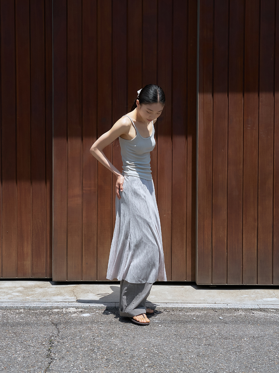 flared panel skirt (ash beige) | ファッション通販サイト NUGU
