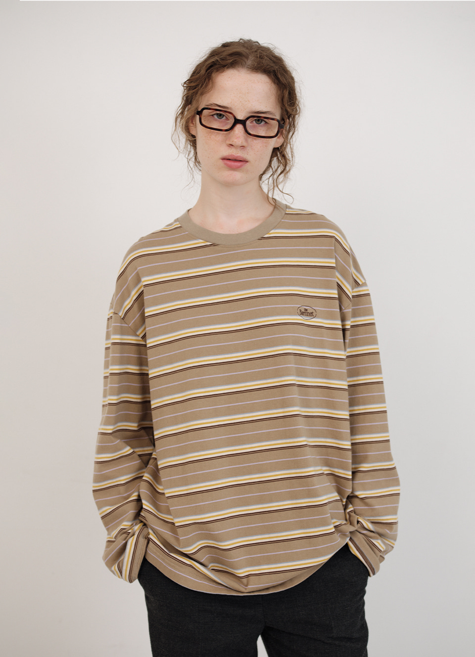 Lang Stripe Overfit T-shirt_Beige