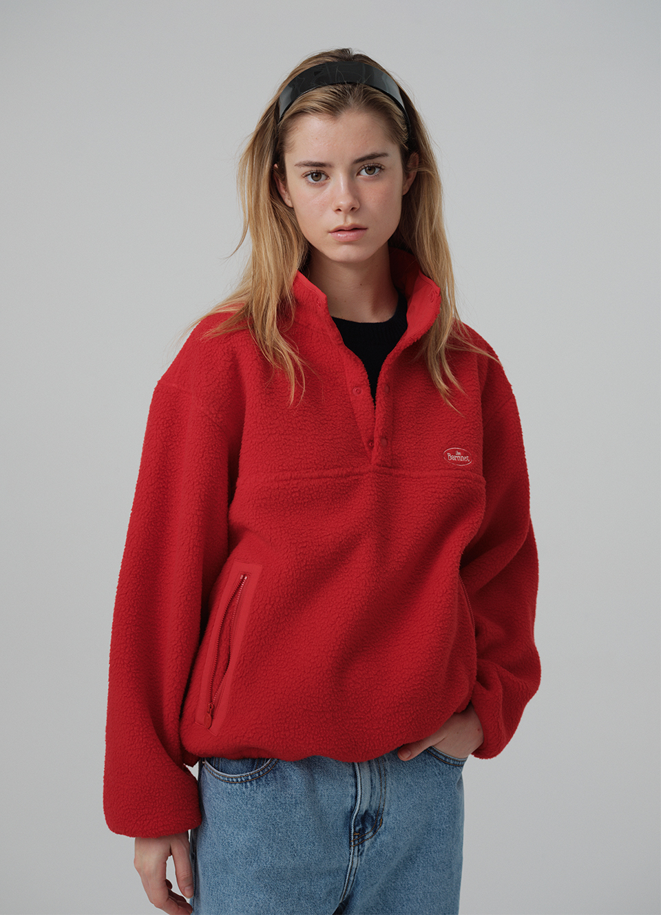 Lappy Fleece Half-Snap Pullover_Red