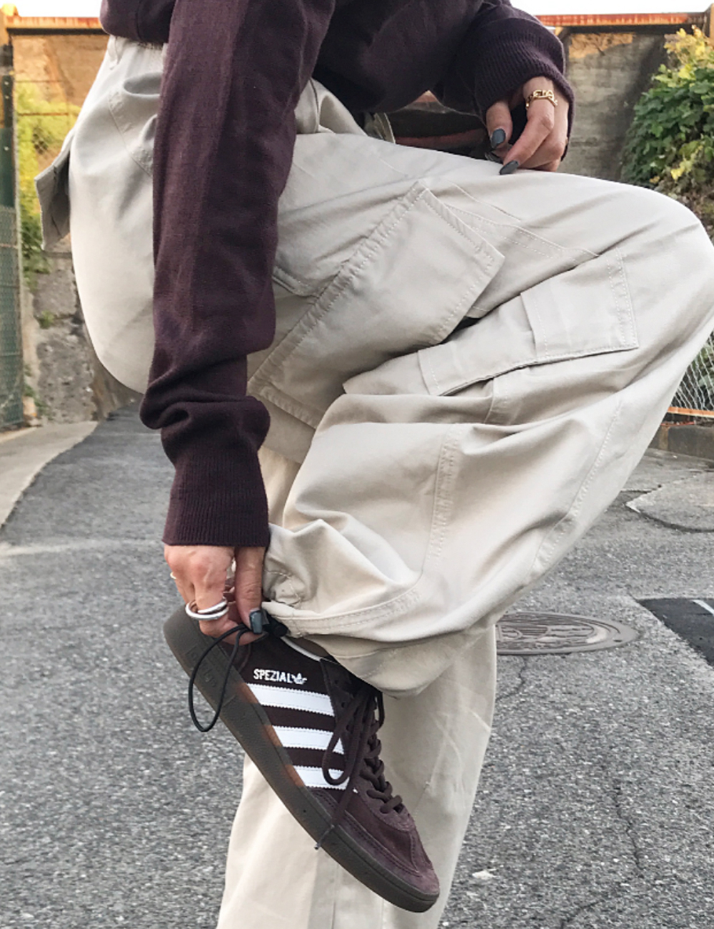 カーゴドローストリングワイドコットンパンツ | ファッション通販