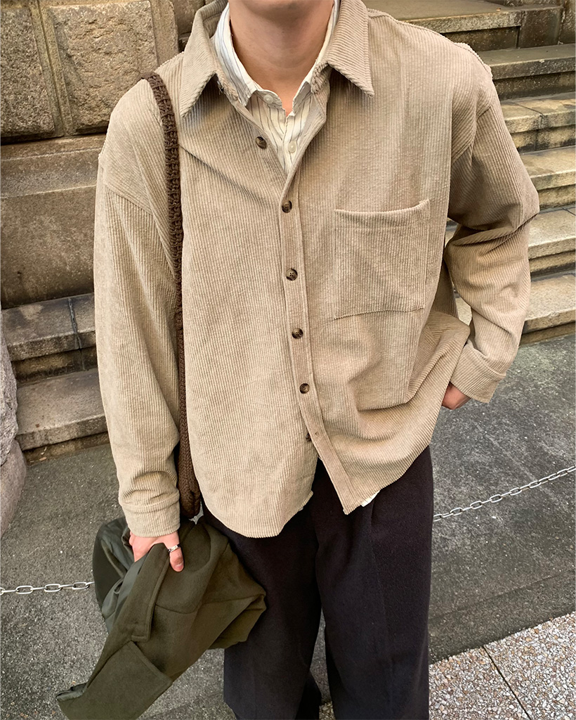コーデュロイオーバーフィットシャツ