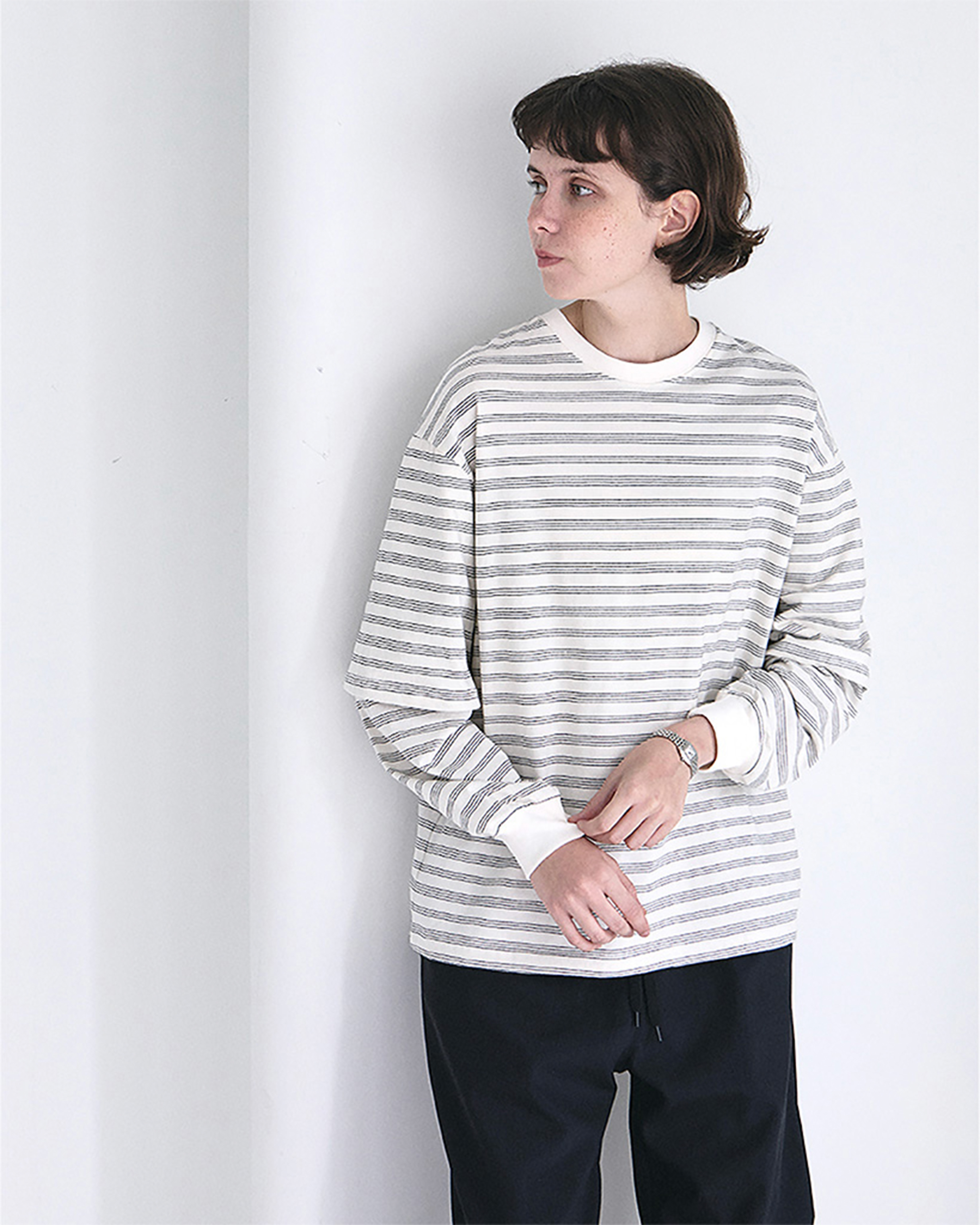 ORIGINAL) ボーダーレイヤードロンT (ivory) | ファッション通販サイト