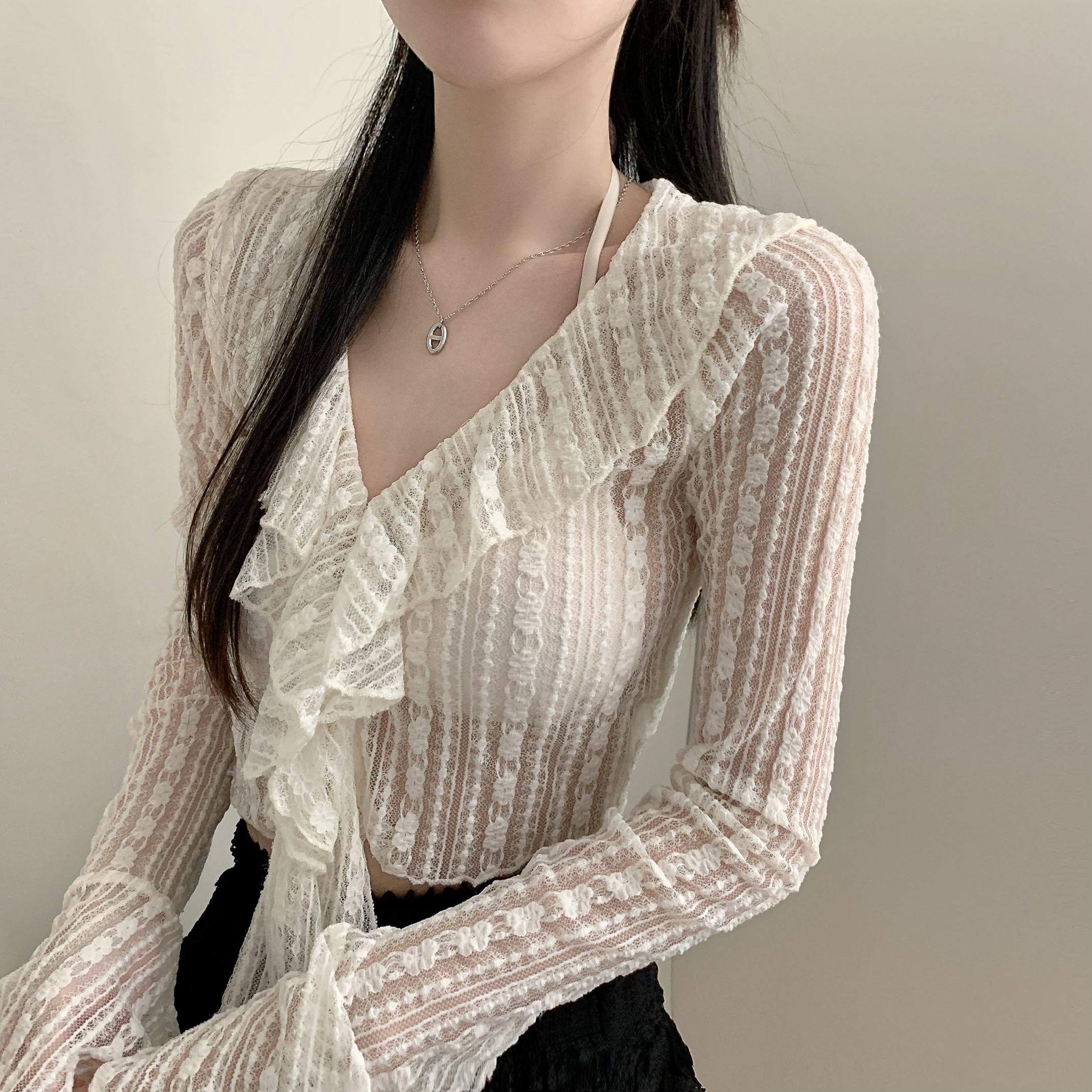 シースルーレースボレロカーディガン(1color)