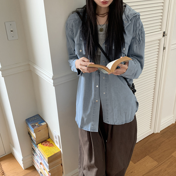 フード付 デニム ジャケットシャツ カジュアル ルーズ アウター フード付き デニムジャケット レディース トップス 送料無料