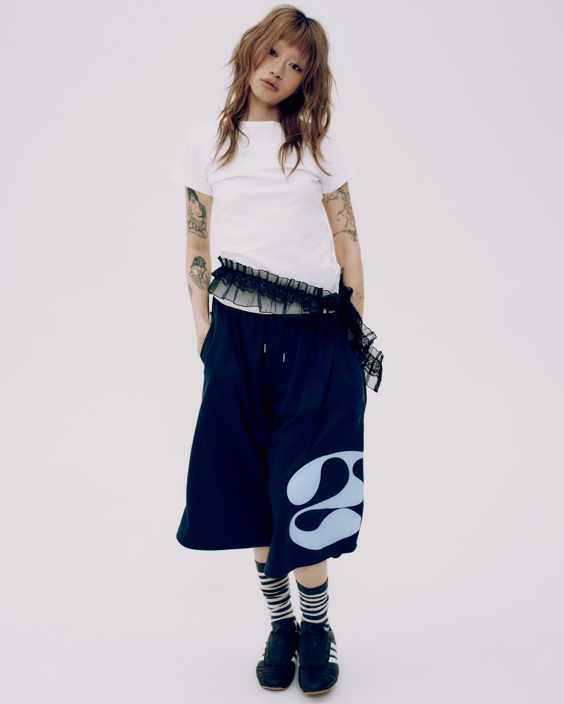 コンフォートロゴワイドボタンテリーバミューダハーフパンツ_ 4COLOR