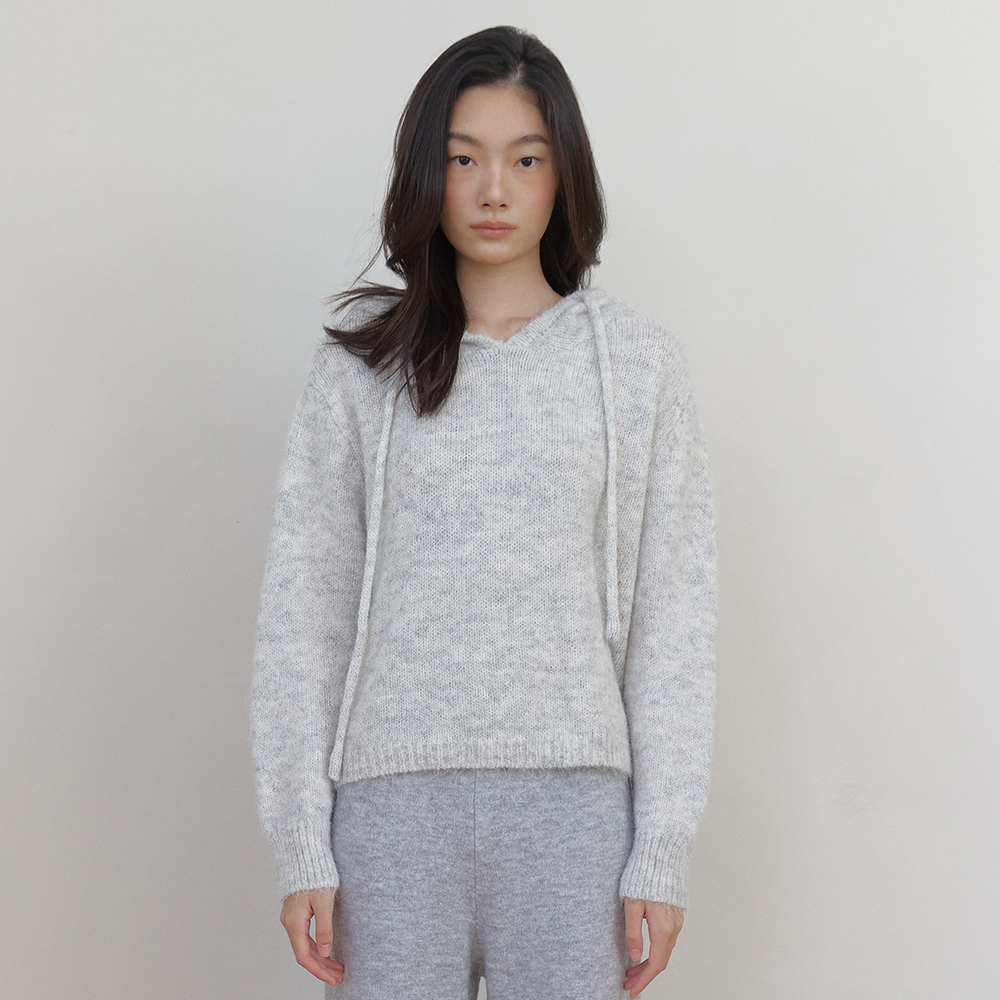 AS BASIC WOOL KNIT HOODY (MELANGE GREY)