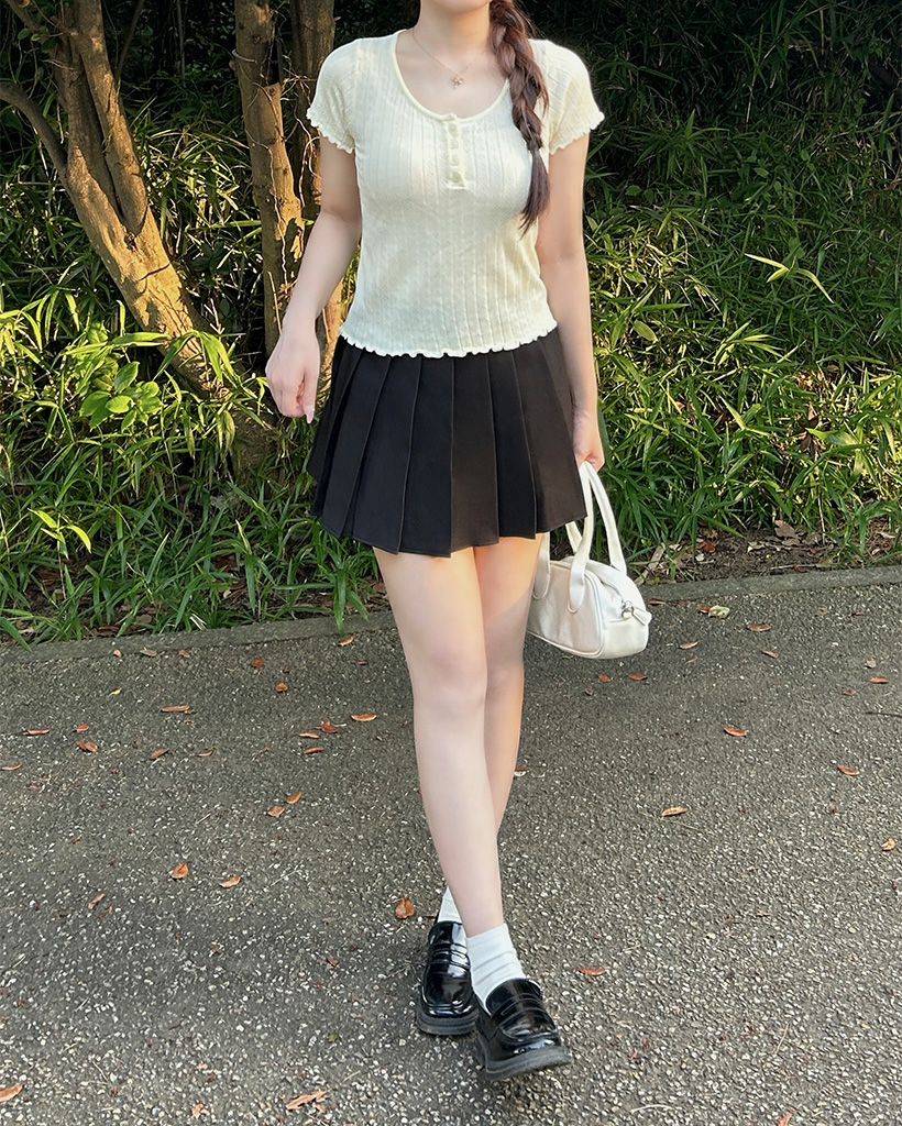 ベルトプ​​リーツミニスカート | ファッション通販サイト NUGU