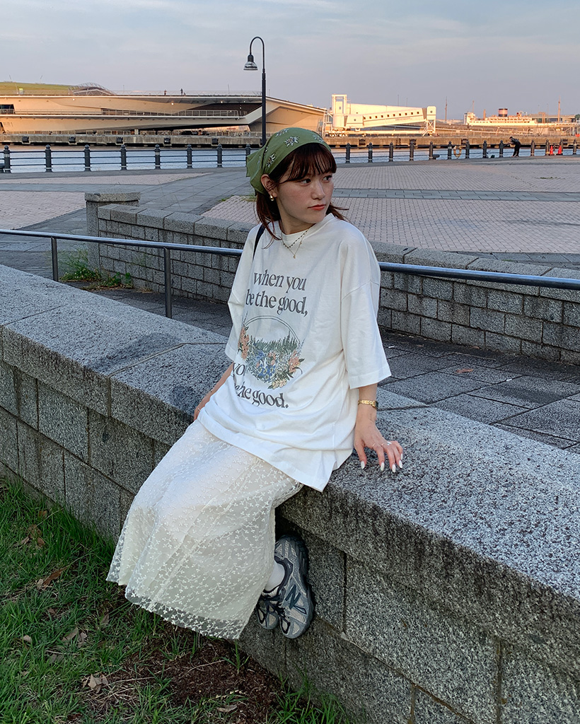 チョコパン euw 花柄レース×メッシュ生地 ロングスカート brown 花柄レーススカート【韓国ファッション】[品番：ZJ000008872