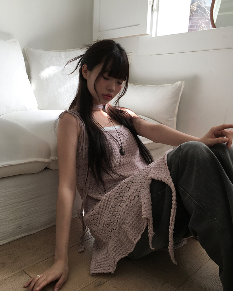 フラワーチョーカーSET]アンバランスヘムラインレイヤードキャミ