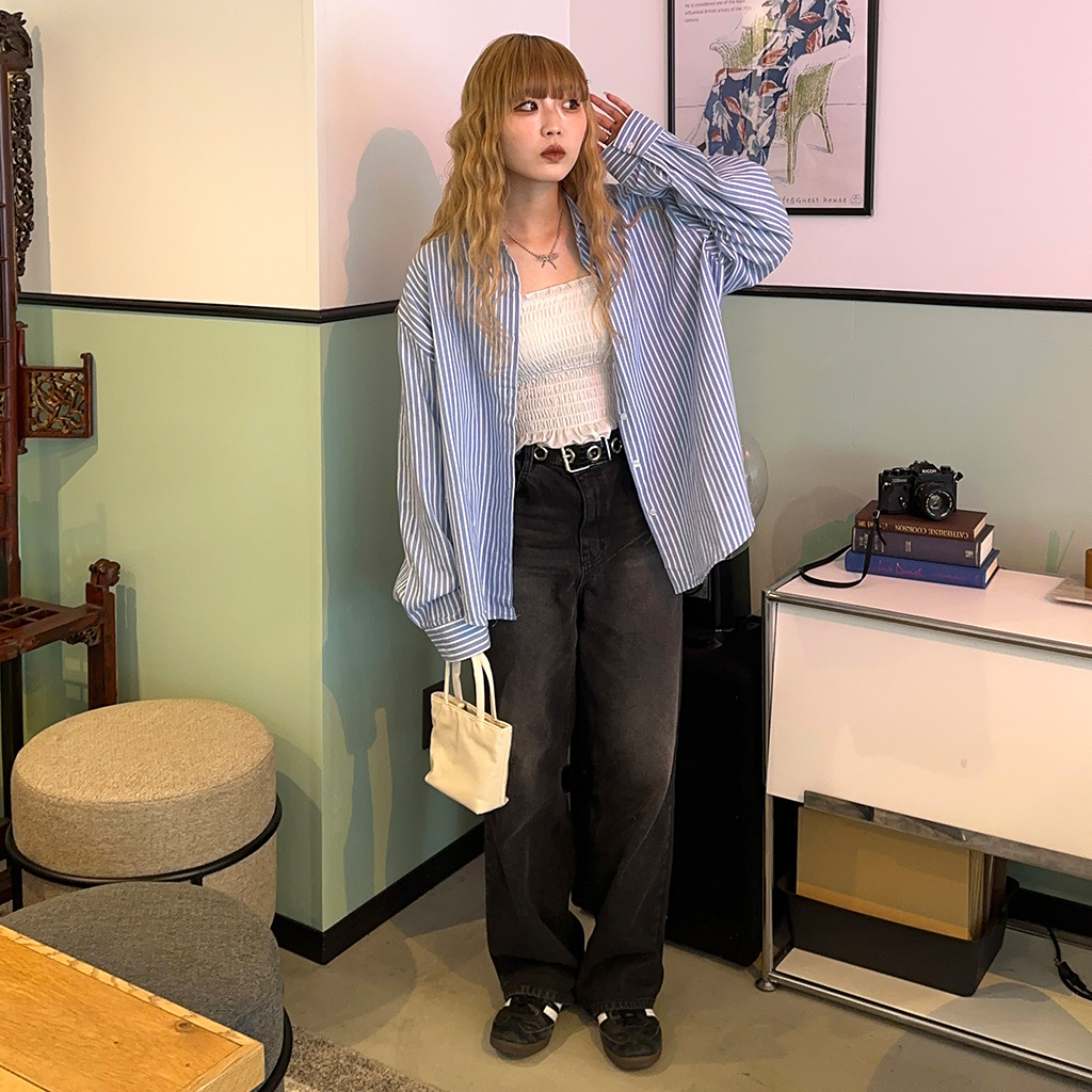 ストライプオーバーサイズシャツ | ファッション通販サイト NUGU