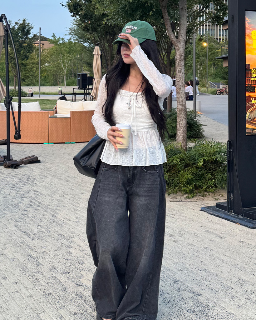 ブラックワイドデニムパンツ | ファッション通販サイト NUGU