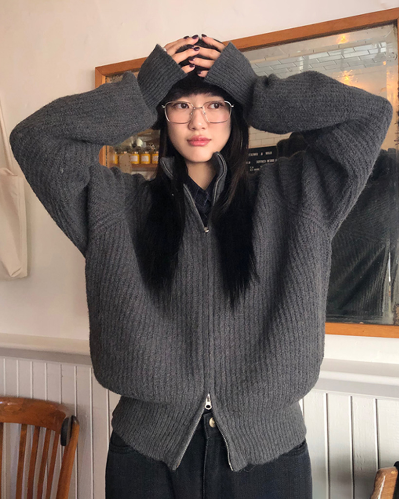 2WAY ニット ジップアップ パーカー (2way knit zip up (3color))