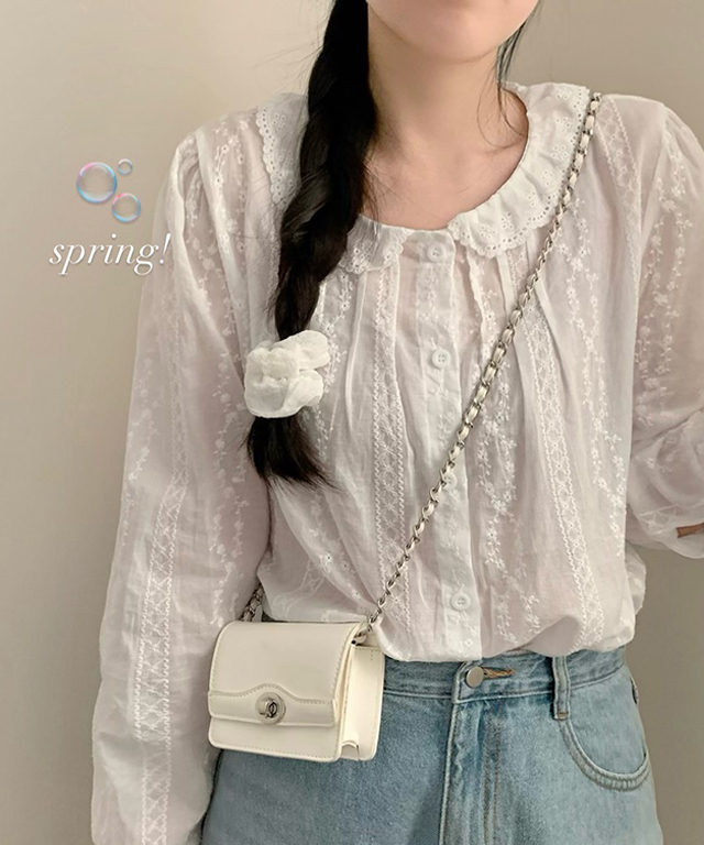 ベーシックレース襟ブラウス