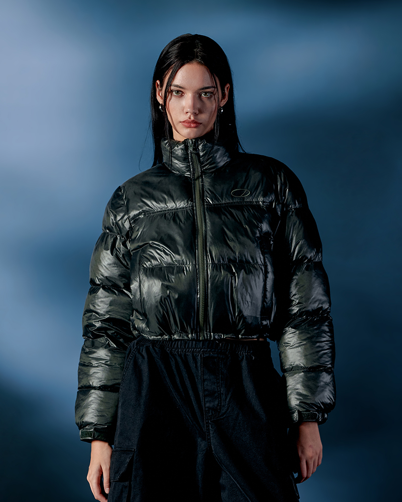 Glossy Eco-Puffer Short Padding Jumper - khaki Glossy Eco-Puffer Short Padding Jumper - khaki