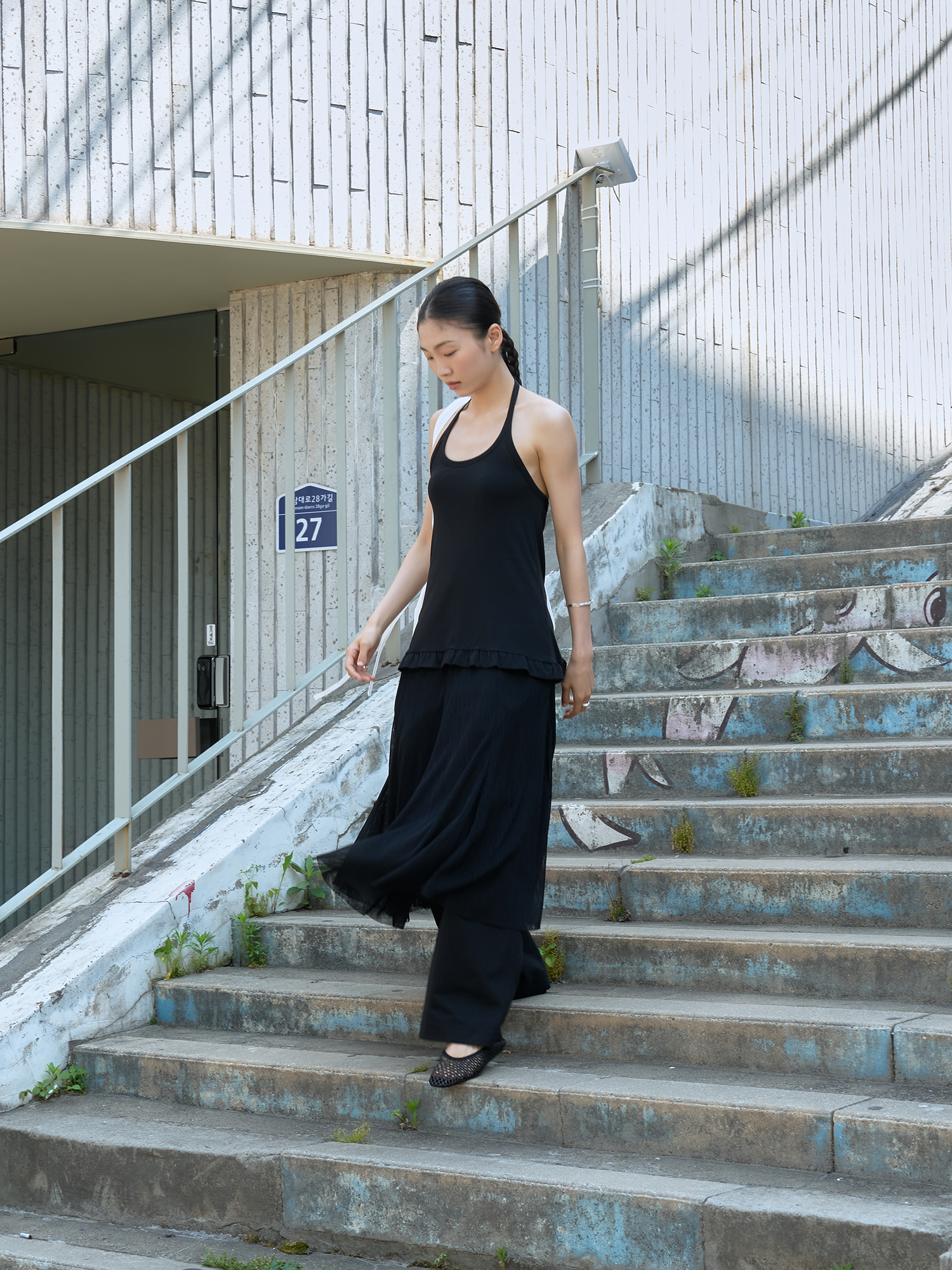 Organza layered midi skirt BLACK | ファッション通販サイト NUGU