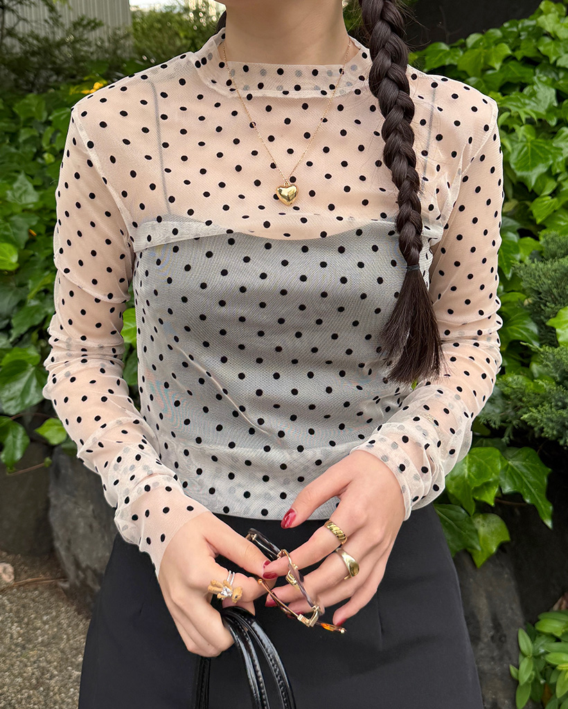 ドットシースルーロングスリーブTシャツ | ファッション通販