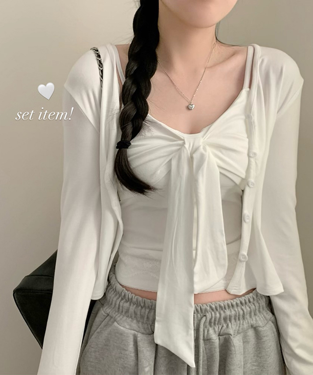 [SET](3color)パッド入りリボンセットアップ