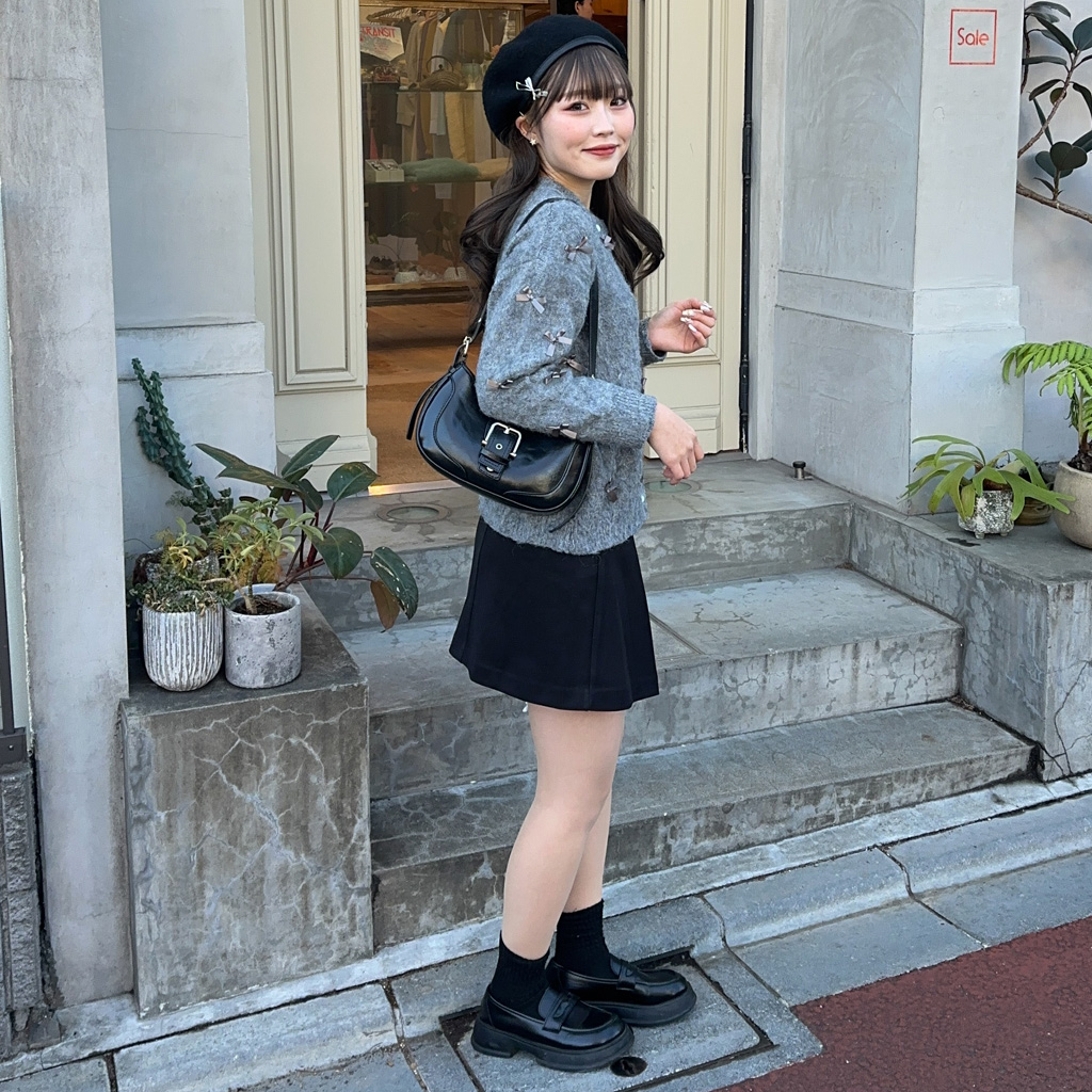 シーニュ　リボンカーディガン セール】リボン付ポケットカーディガン（カーディガン/ボレロ