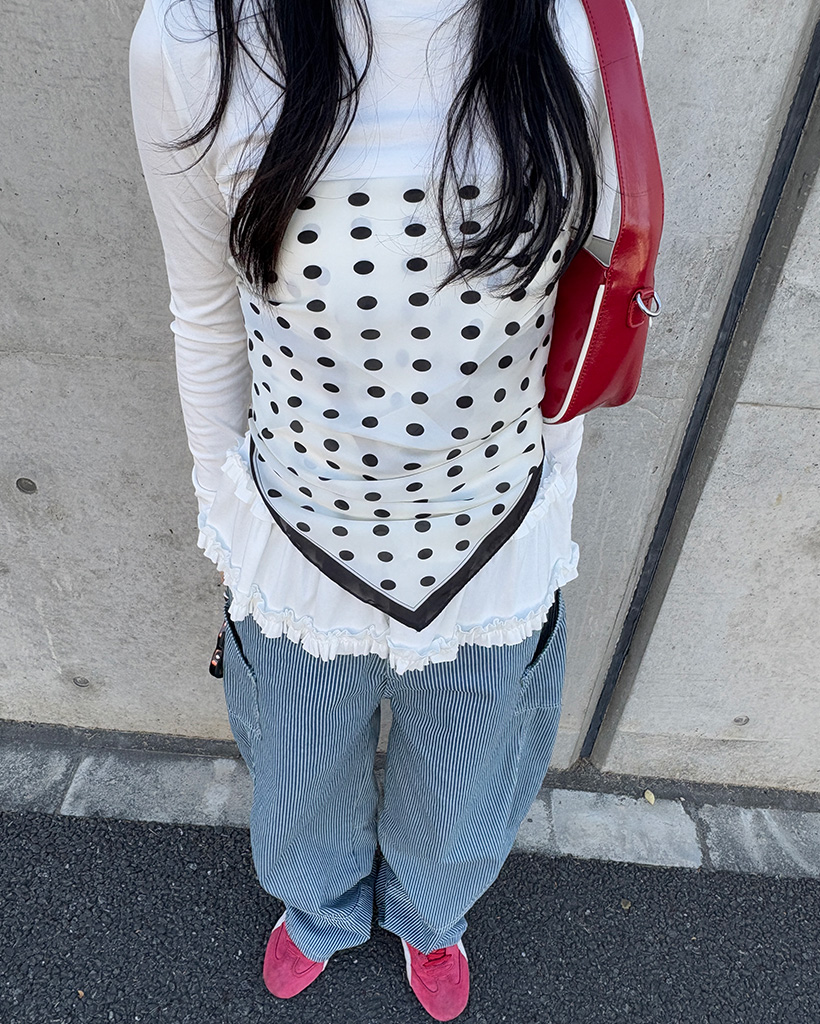 ラインバイカラードットヘアカチーフ | ファッション通販サイト NUGU