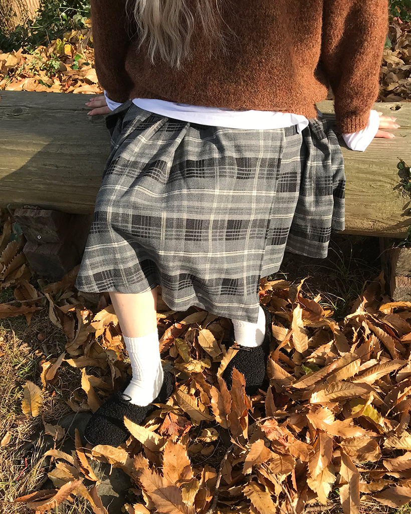 フレンチラップチェックミディスカート