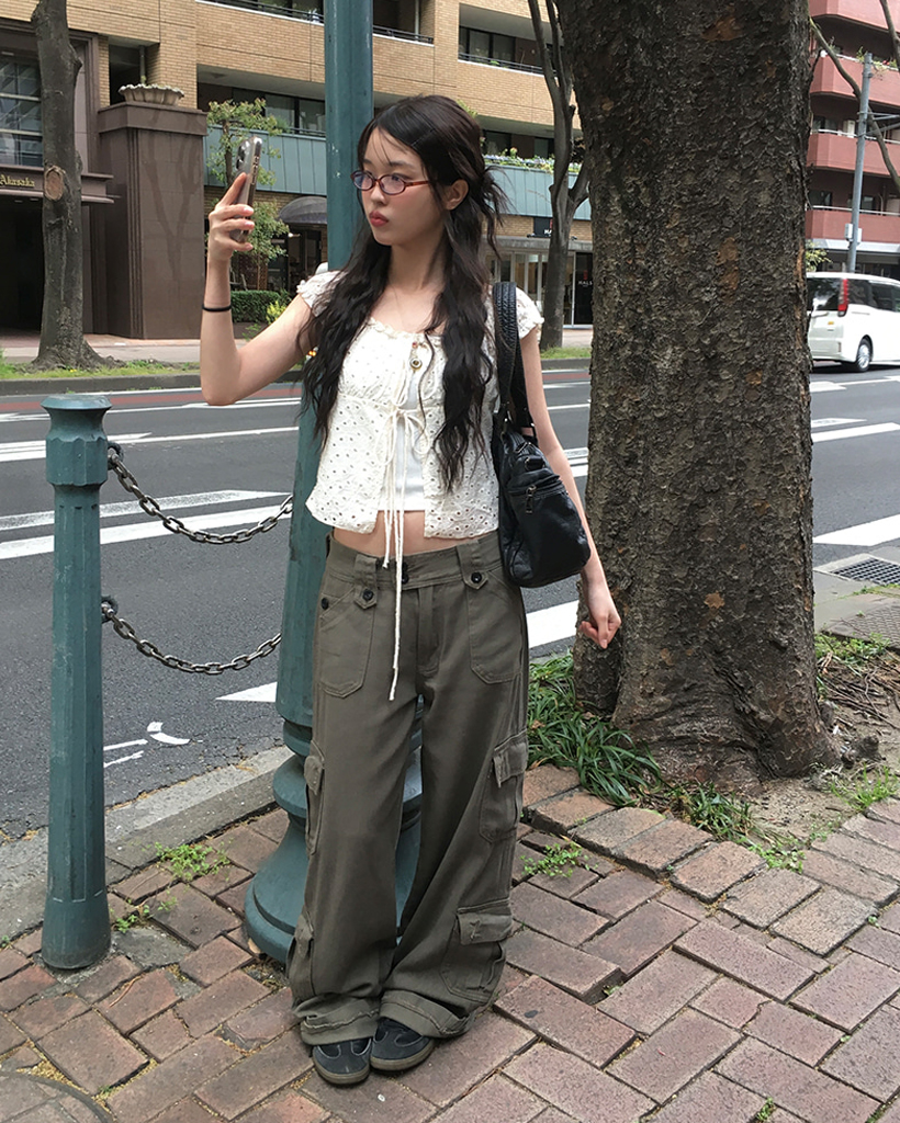 00s Y2K 2way 膝ジップ マルチポケット カーゴパンツ カーキ 00s Y2K 2way 膝ジップ マルチポケット カーゴパンツ カーキ