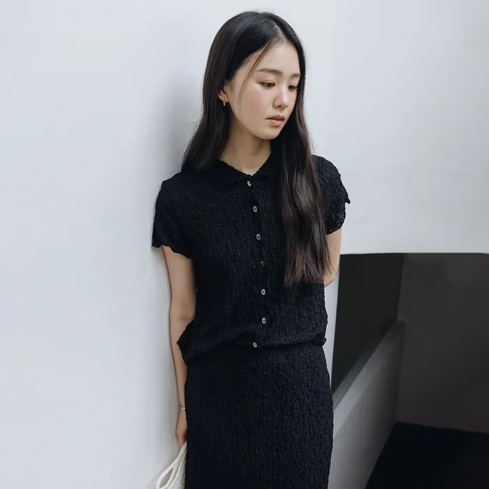 BLISS RIPPLE HALF SHIRT (BLACK)