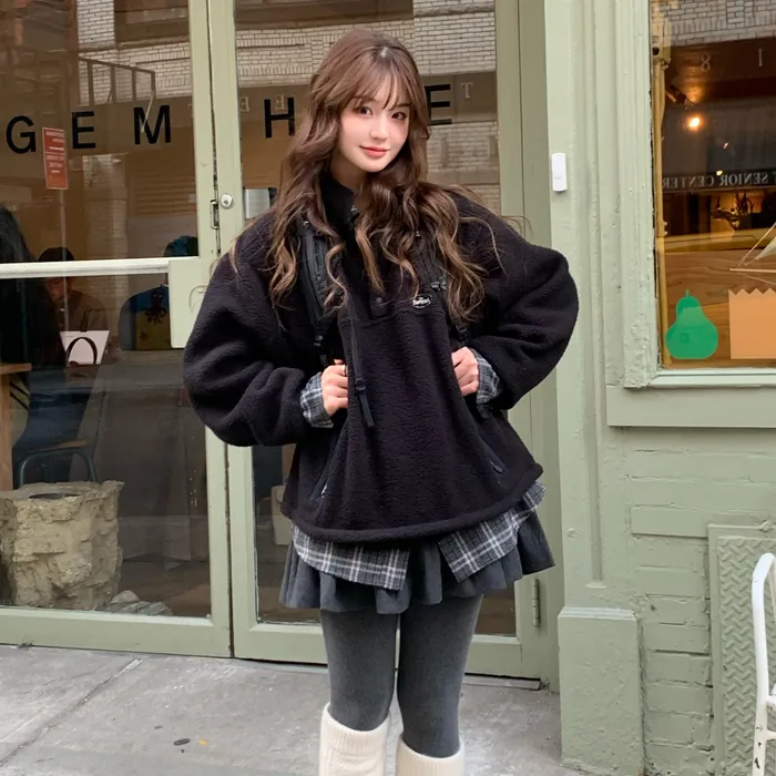 韓国限定レーベル] SHERPA LINING FLEECE JACKET - CREAM