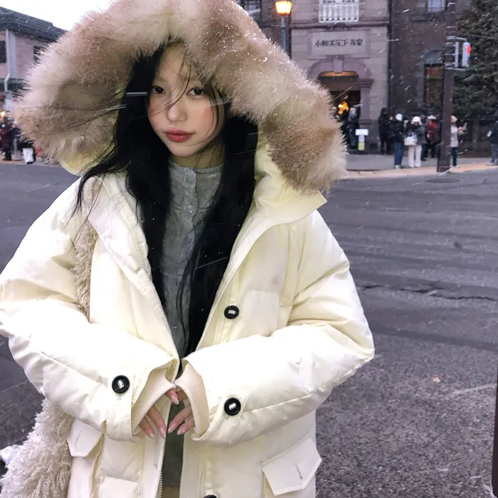 Everest Fur-Trimming Duck Down Parka_Ivory