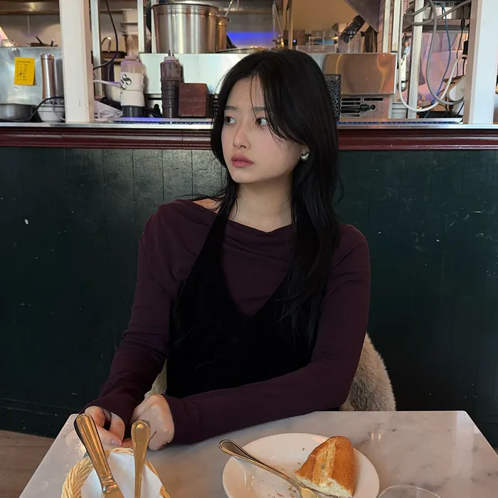 [3rd] Bareline Drape Tee_Plum