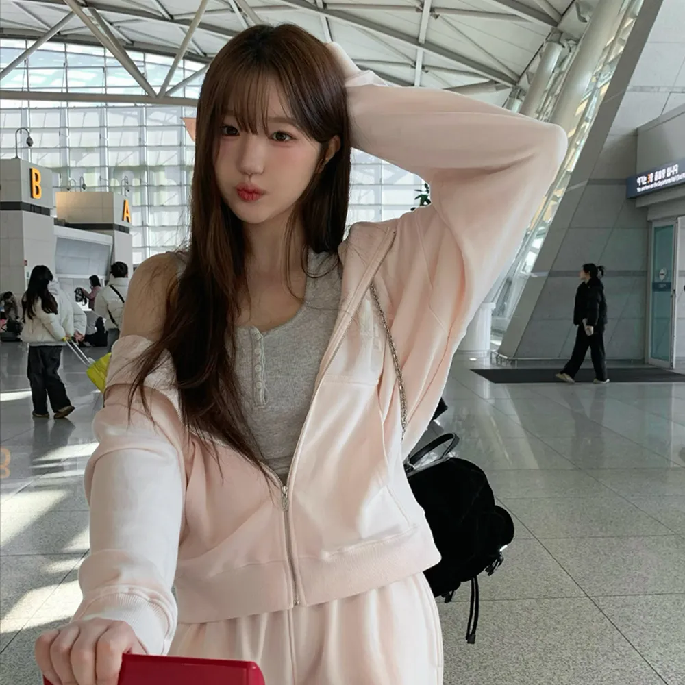 Campie Sweat Zip-Up Hoodie Jacket_Light Pink