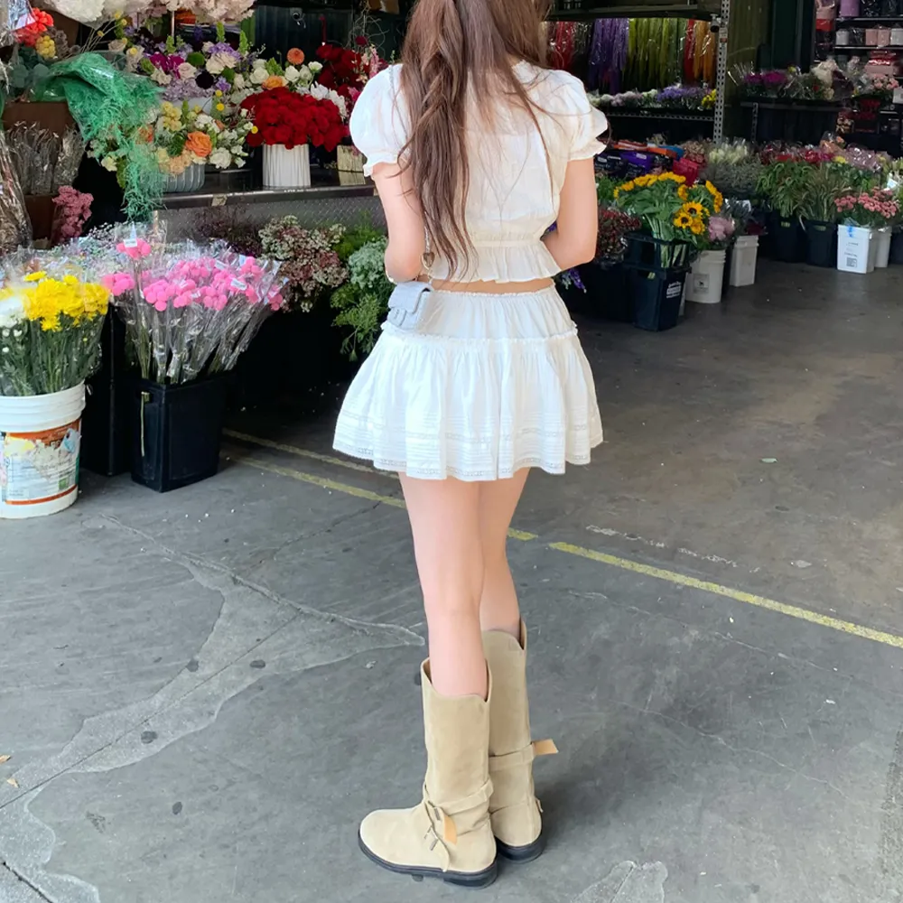 Simon Lace Ballon Skirt_White