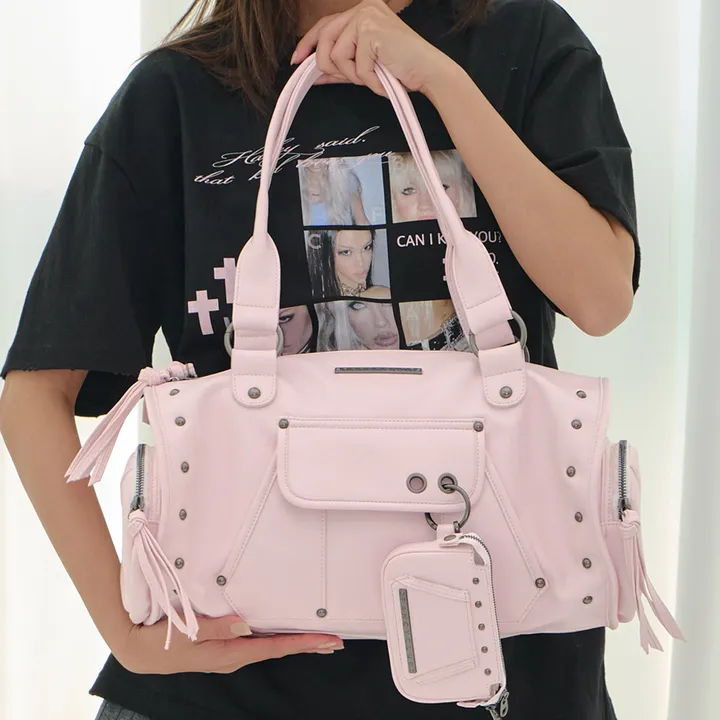 スタッズバッグ＆財布(ライトピンク)