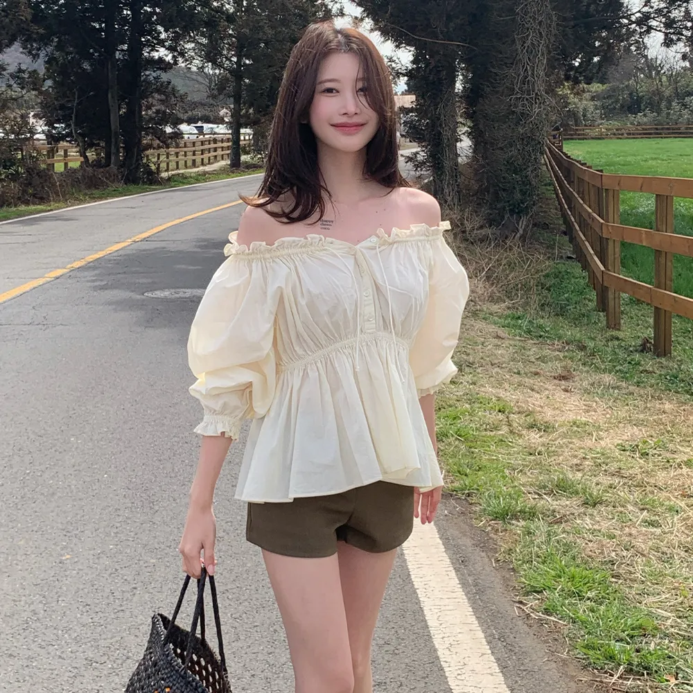 Liore Frill Button Blouse_Butter