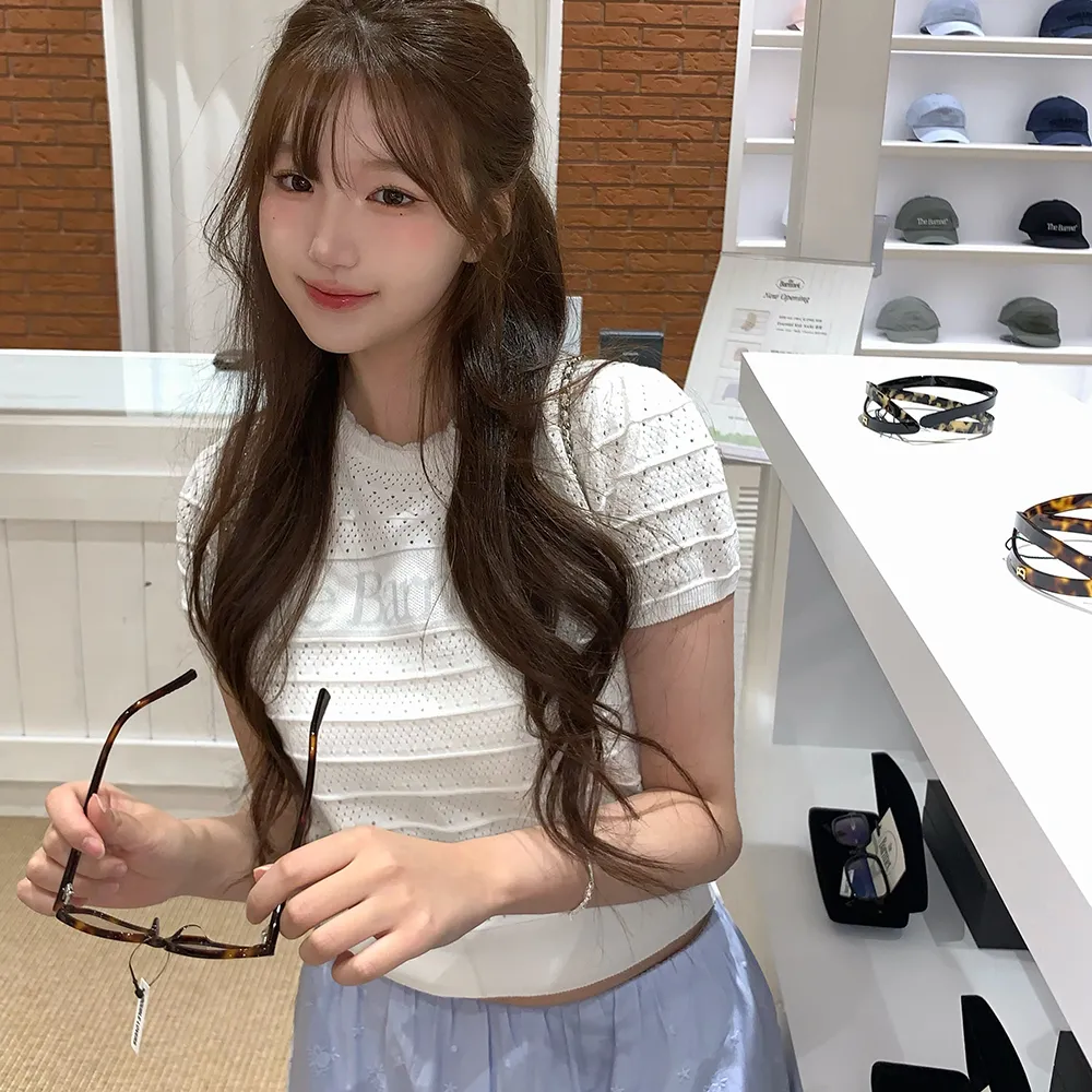 Helen Logo Jacquard Knit Top_Ivory