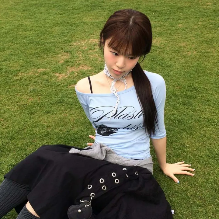 ワンショルダートップス(スカイブルー)