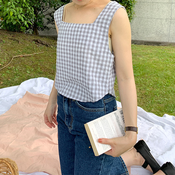 ギンガムチェックノースリーブT | ファッション通販サイト NUGU