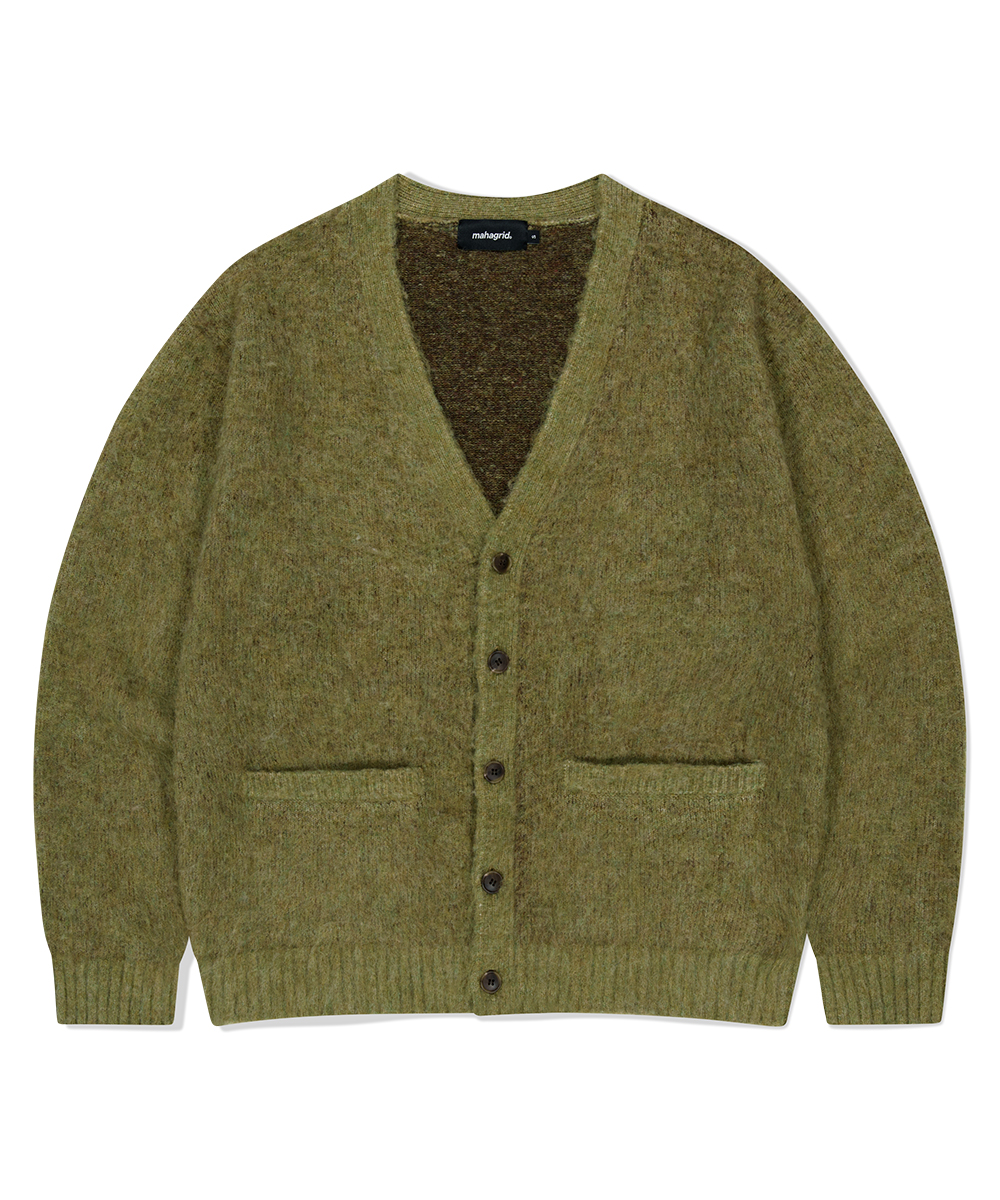 rakuCONJUGATION KNIT CARDIGANカーキ Threadbare Women's Khaki Green Cable Knit Cardigan