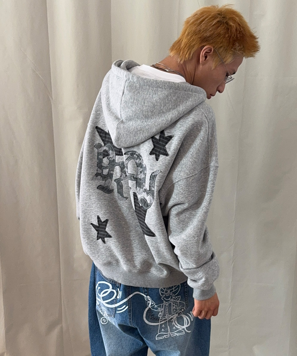 PRAY APPLIQUE ZIP UP HOODIE[GREY] | ファッション通販サイト NUGU