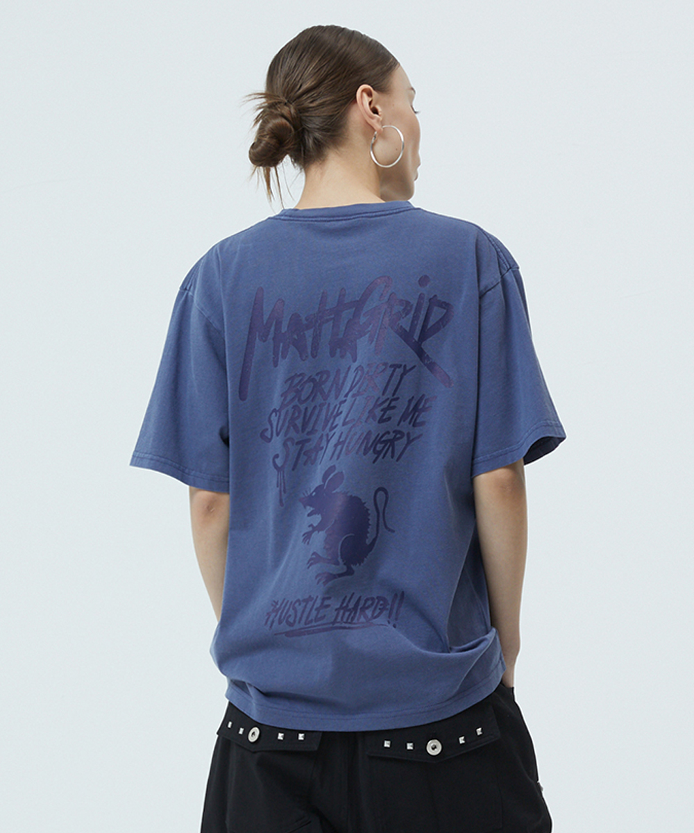 PIGMENT RAT GRAFFITI LOGO TEE[BLUE]